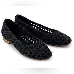 TOMS Brielle Woven Ballet Flats Women's Black Slip on  NWT Size 7